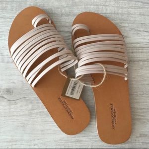 American Eagle Blush Pink Leather Strap Sandals